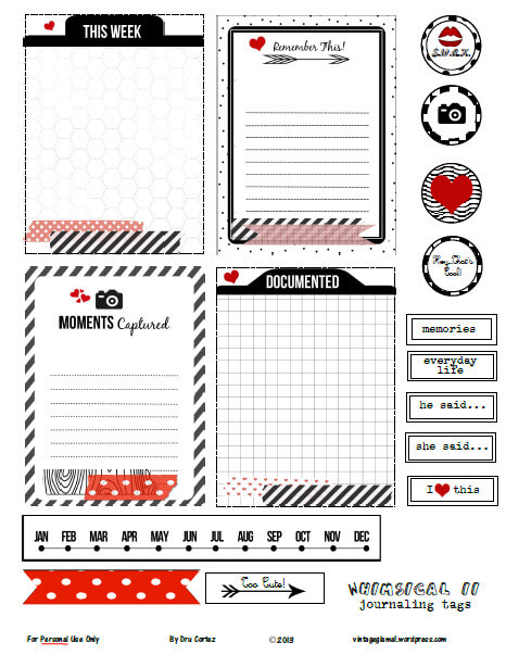 Free Printable Download Whimsical II Project Life Journaling Cards