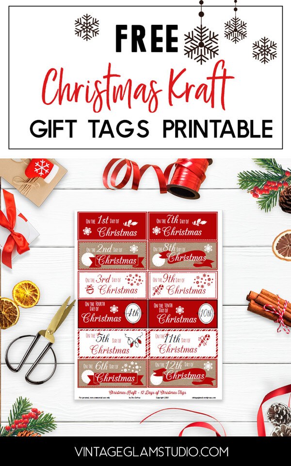 CHRISTMAS HOLIDAY, 12 Days of Christmas Gift Tags