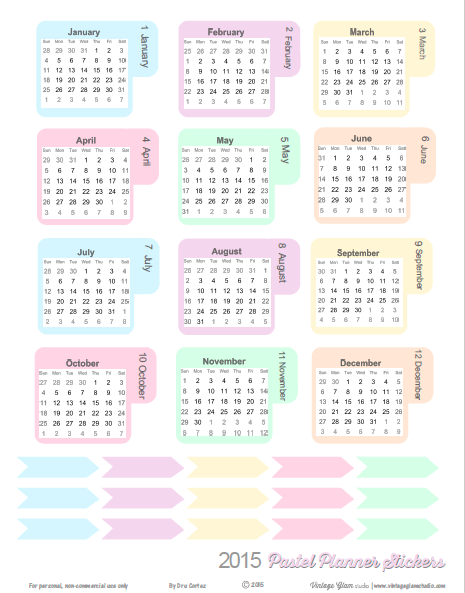 pastel monthly planner stickers free printable