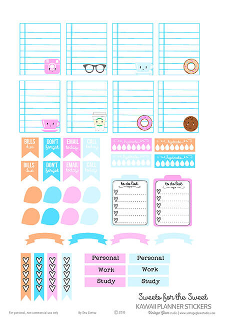 Paper Party Kids PRINTABLE Planner Kawaii Go Shopping Stickers 