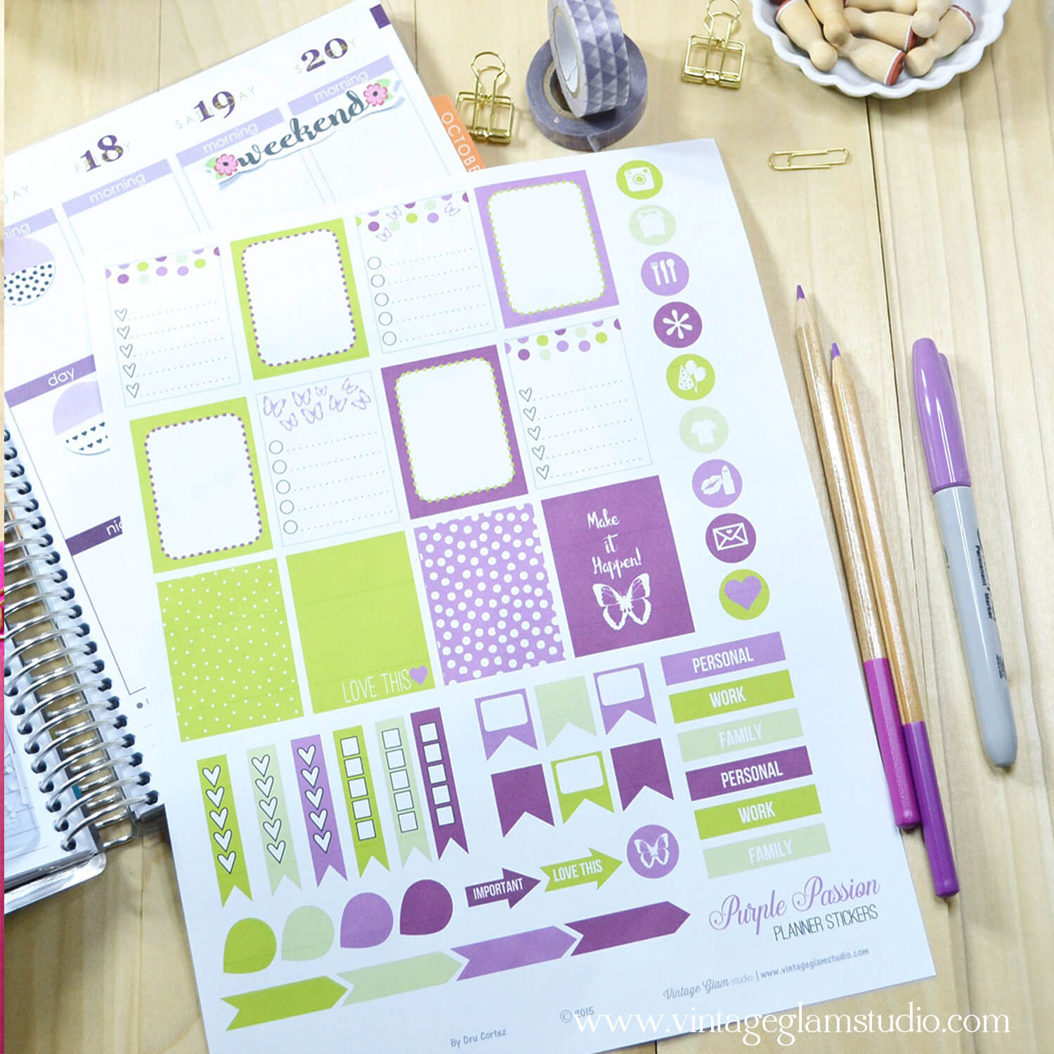 Purple Passion Planner Stickers - Free Printable -