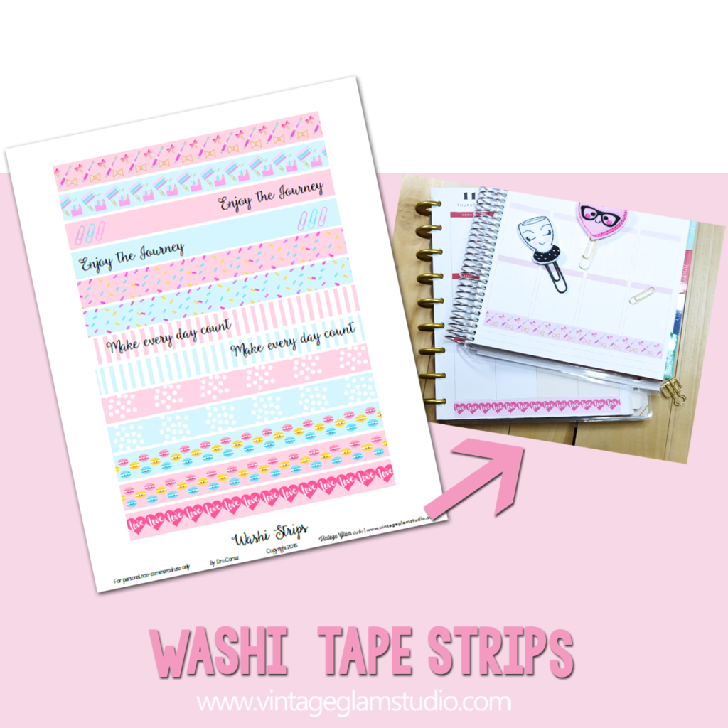 Download Fall Washi Tape Strips Planner Stickers - Free Printable