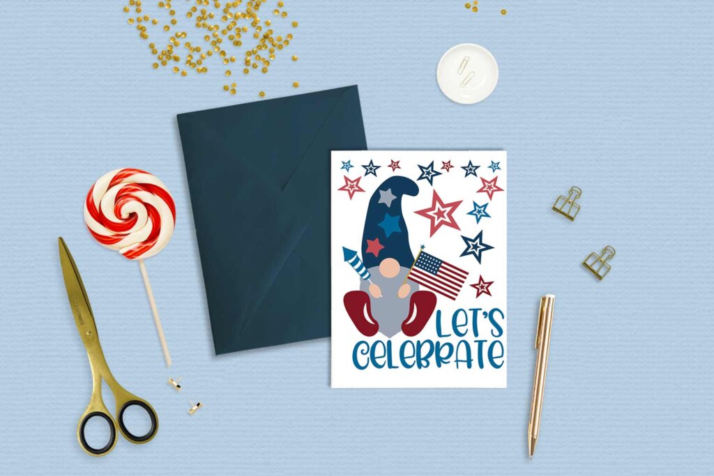 Free Patriotic Gnome Greeting Card Printable