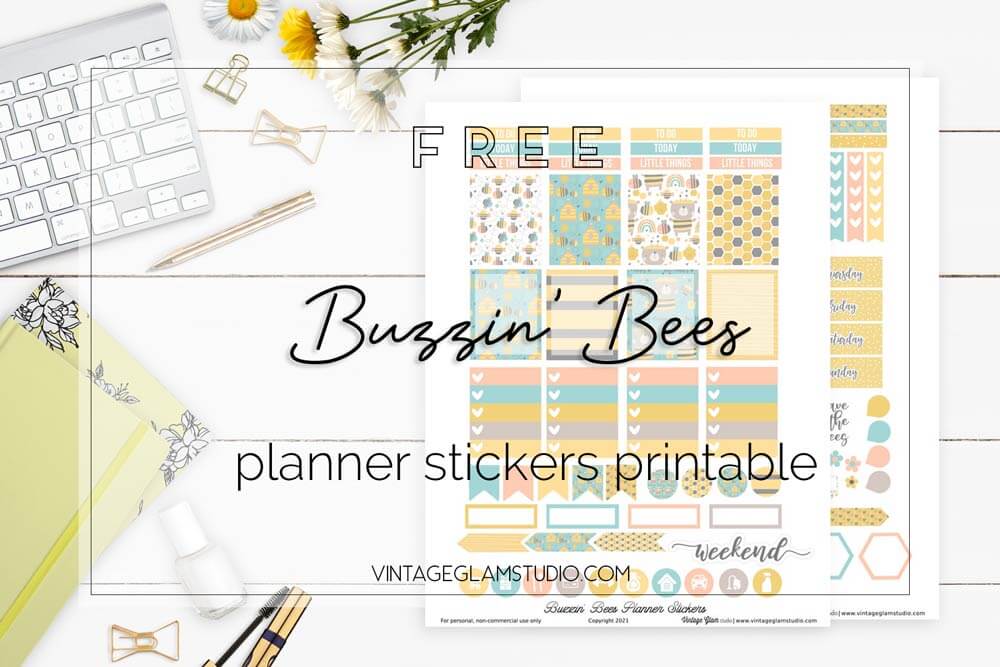 Buzzing Bees Planner Stickers Printable