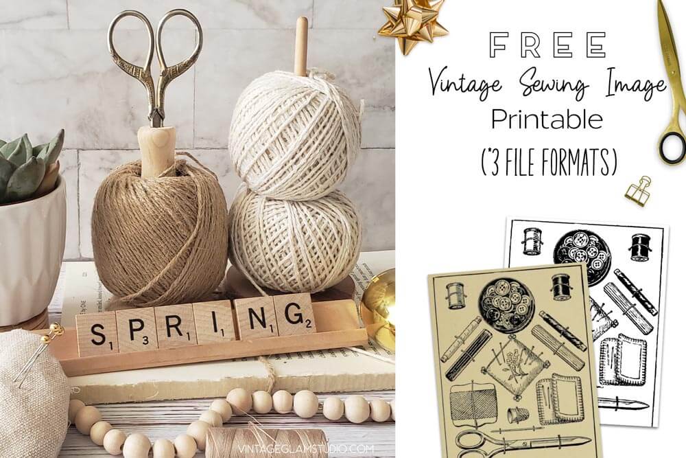 Free Vintage Sewing Kit Image for Junk Journaling -